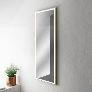Pulcher Soho Mirror PSM-1453 - 140x53,5 cm. Spejl m/lys og lysstyring, Mat Messing farvet ramme
