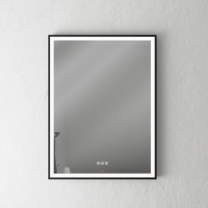Pulcher Soho Mirror PSM-6080 - 60x80 cm., spejl m/lys og lysstyring, Matsort ramme