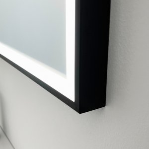 Pulcher Soho Mirror PSM-1280 - 120x80 cm. spejl m/lys og lysstyring, Matsort ramme