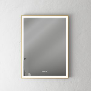 Pulcher Soho Mirror PSM-6080 - 60x80 cm. Spejl m/lys og lysstyring, Mat Messing farvet ramme