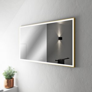 Pulcher Soho Mirror PSM-1480 - 140x80 cm. Spejl m/lys og lysstyring, Mat Messing farvet ramme