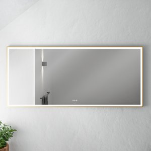 Pulcher Soho Mirror PSM-1880 - 180x80 cm. Spejl m/lys og lysstyring, Messing farvet ramme
