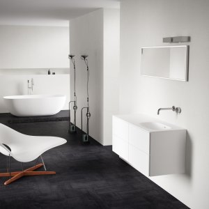 Block Soft 120R - Badmøbel 120x46 cm, Mathvid m/ SolidTec® vask til højre