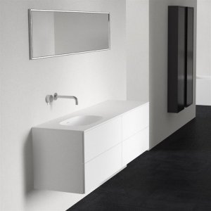 Block Soft 180L - Badmøbel 180x46 cm, Mathvid m/SolidTec® vask til venstre