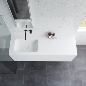 Pulcher Mood 140L Soft - Bathroom furniture 140x46 cm, Mathvid w/ SolidTec® sink