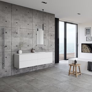 Pulcher Mood 180R Soft - Bathroom furniture 180x46 cm, Mathvid w/ SolidTec® sink