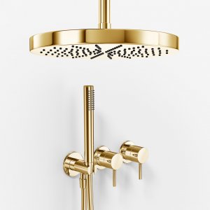 Semplice SBR801 S04 - XXL Rain DeLux, Ø28 cm, Loft, Poleret Messing Natur