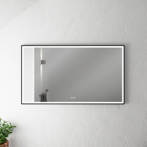 Pulcher Soho Mirror PSM-1480 - 140x80 cm., spejl m/lys og lysstyring, Matsort ramme