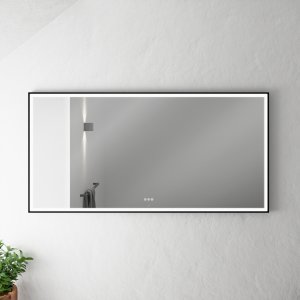 Pulcher®  Soho Mirror PSM-1680 - 160x80 cm., spejl m/lys og lysstyring, Matsort ramme