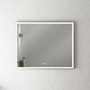 Pulcher Soho Mirror PSM-1080 - 100x80 cm. Spejl m/lys og lysstyring, Mat Messing ramme