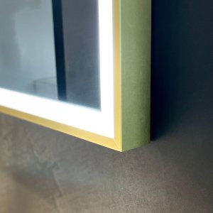 Pulcher Soho Mirror PSM-1480 - 140x80 cm. Spejl m/lys og lysstyring, Mat Messing farvet ramme