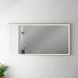 Pulcher Soho Mirror PSM-1680 - 160x80 cm. Spejl m/lys og lysstyring, Mat Messing ramme