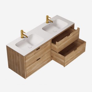 CPH Tapwork Soft 140D - Joinery furniture in Natural Oak incl. Mathvid SolidTec double sink