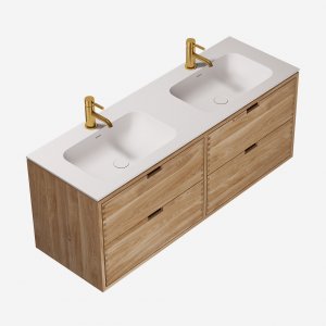 CPH Tapwork Soft 140D - Joinery furniture in Natural Oak incl. Mathvid SolidTec double sink