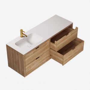 CPH Tapwork Soft 140L - Joinery furniture in Natural Oak incl. Mathvid SolidTec sink