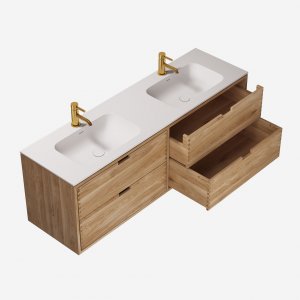 CPH Tapwork Soft 160D - Joinery furniture in Natural Oak incl. Mathvid SolidTec sinks