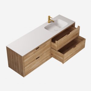 CPH Tapwork Soft 160R - Joinery furniture in Natural Oak incl. Mathvid SolidTec sink