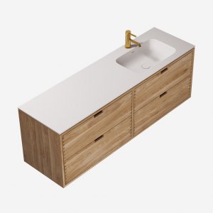 CPH Tapwork Soft 160R - Joinery furniture in Natural Oak incl. Mathvid SolidTec sink