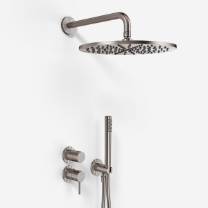 Semplice SBR901 S07 - Shower set Ø30 cm, Wall, PVD Brushed Steel