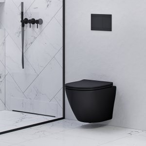 Nomi PN2-18 - Toilet 49 cm, Matsort, Rimless + EasyClean Coat