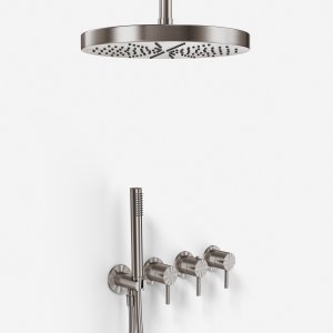 Semplice STB801 S04 - XXL Rain DeLux Ø28 cm, SmartTerm, Loft, PVD Børstet Stål 