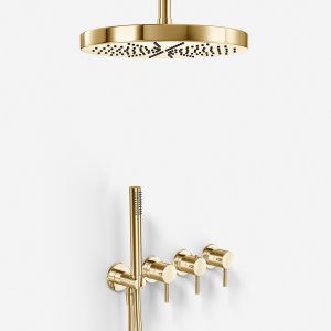 Semplice STB801 S04 - XXL Rain DeLux Ø28 cm, SmartTerm, Ceiling, Polished Brass Natural