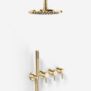 Semplice STB801 S08 - Rain DeLux SmartTerm Ø20 cm EasyClean, Loft, Messing Natur