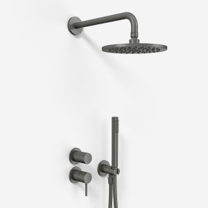 Semplice SBR901 S05 - Rain DeLux Ø20 cm, Væg, PVD Matt Gun Metal