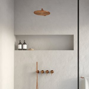 Semplice STB801 S07 - Rain DeLux SmartTerm Ø30 cm EasyClean, Væg, PVD Børstet Kobber