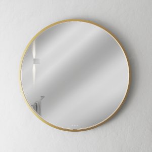 Pulcher Mood 1 PM1-090 - Ø90 cm Dew-free mirror w/light and light control, Brushed Brass