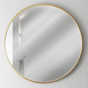 Pulcher Mood 1 PM1-110 - Ø110 cm Dew-free mirror w/light and light control, Brushed Brass