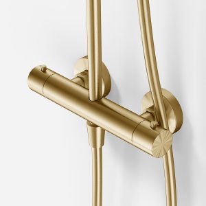 Semplice SRL10 - Termostatsæt, XL Rain DeLux Ø24 m/EasyClean, PVD Børstet Messing