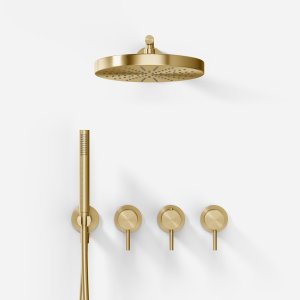 Semplice STB801 S01 - XL Rain DeLuxe SmartTerm Ø24 cm EasyClean, Væg, PVD Børstet Messing