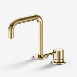 Semplice SHV405 S02 - Håndvaskblander med fast tud, Poleret Messing Natur