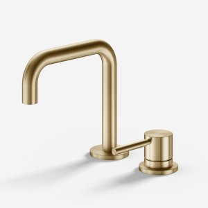 Semplice SHV405 S02 - Håndvaskblander med fast tud, PVD Børstet Messing