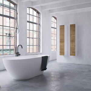 Copenhagen Chic CC3530 - Tall cabinet in Mattvid Corian® & Raw Wild Oak