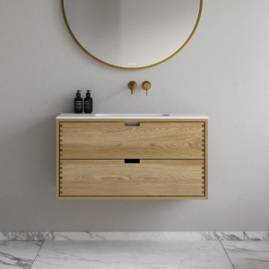 CPH Tapwork Soft 100 - MKII, Cabinetry in Natural Oak including Matt white SolidTec sink