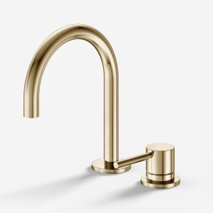 Semplice SHV405 S01 - Håndvaskblander med fast tud, Poleret Messing Natur