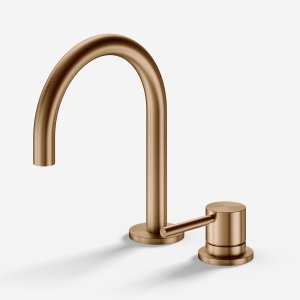 Semplice SHV405 S01 - Håndvaskblander med fast tud, PVD Børstet Kobber