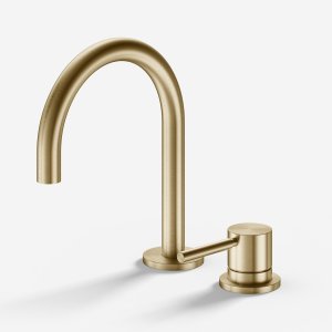 Semplice SHV405 S01 - Håndvaskblander med fast tud, PVD Børstet Messing