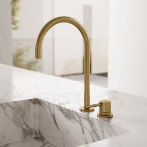 Semplice SHV405 S03 - Køkkenblander med svingtud, PVD Børstet Messing