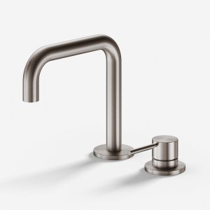 Semplice SHV505 S02 - Håndvaskblander med fast tud, PVD Børstet Stål