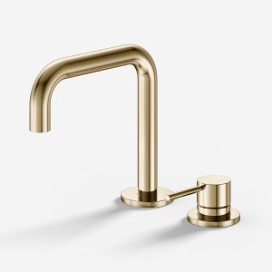 Semplice SHV505 S02 - Håndvaskblander med fast tud, Poleret Messing Natur