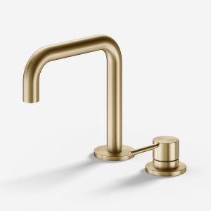 Semplice SHV505 S02 - Håndvaskblander med fast tud, PVD Børstet Messing