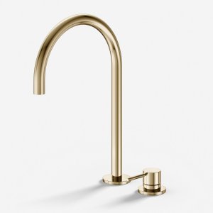 Semplice SHV505 S03 - Køkkenblander med svingtud, Poleret Messing Natur