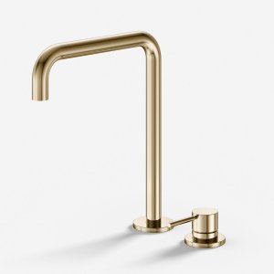 Semplice SHV505 S04 - Køkkenblander med svingtud, Poleret Messing Natur