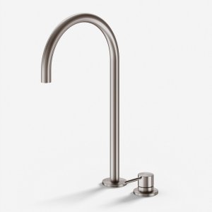 Semplice SHV505 S05 - Håndvaskblander med fast tud, PVD Børstet Stål