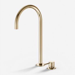 Semplice SHV505 S05 - Håndvaskblander med fast tud, Poleret Messing Natur