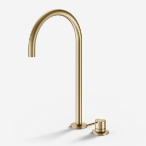 Semplice SHV505 S05 - Håndvaskblander med fast tud, PVD Børstet Messing