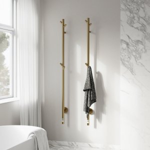 Pulcher® Style PS14 - Elektrisk Håndklædetørrer m/timer, PVD Børstet Messing